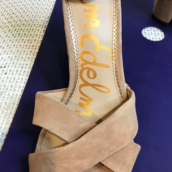 SAM EDELMAN YANCY BLOCK HEELS OATMEAL SUEDE SIZE 11 NEW - Picture 5 of 8